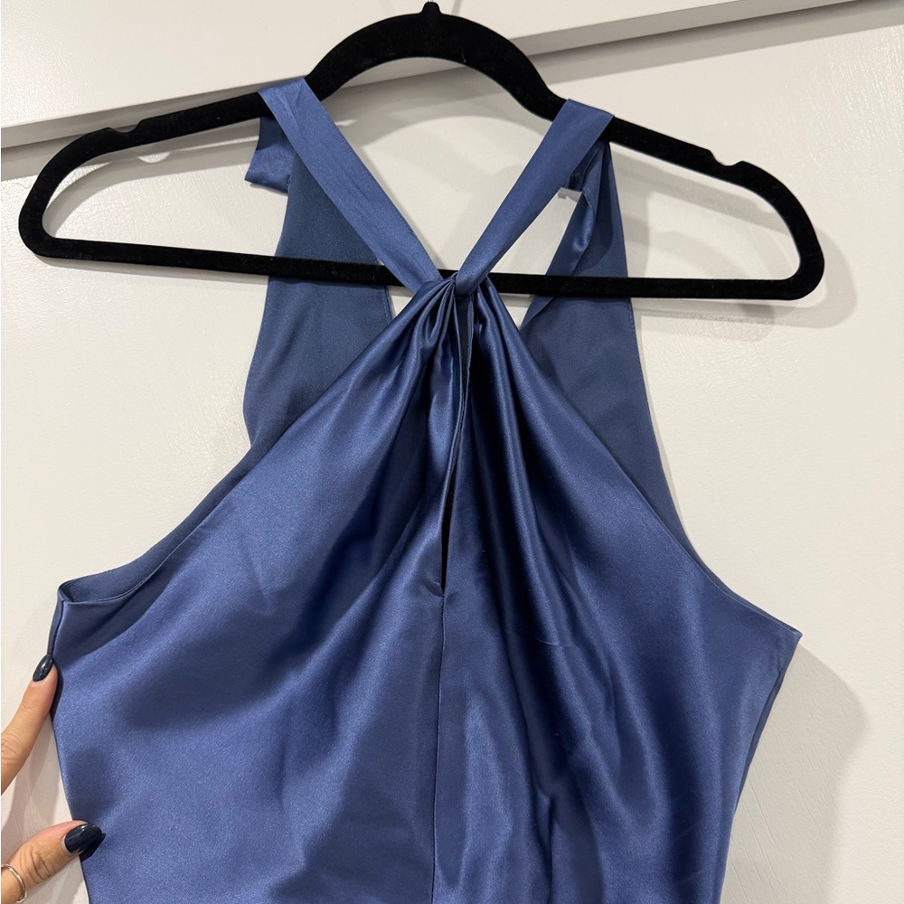 INTERMIX Blue Satin Halter Top